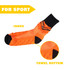 Crew Gripper football sock in bright orange with a black upper and towel bottom for enhanced comfort, featuring a logo.