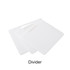 Three white dividers with handle cut-outs, stacked horizontally on a plain background.