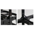 A foldable beer basket in black, featuring cup holders and metal fastenings for stability. It has a sleek design and a logo.