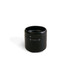 A drink bottle stopper in black with markings, featuring a sleek, modern design. It has a logo on the surface.