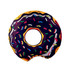 A custom-shaped beach towel in the design of a colourful doughnut, featuring sprinkles and a hole in the centre.