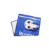 A blue sports towel featuring a football design and a logo, measuring 30x50cm.