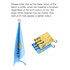 A set of golf towels in blue and gold, featuring clips for easy attachment. The towels have a logo and varied prints.