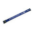 A blue woven luggage belt featuring a black plastic buckle and a logo. Suitable for securing luggage.