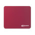 A maroon mouse mat featuring a logo on the bottom right corner, made from natural rubber and PVC.