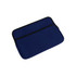 A navy laptop bag with a black zipper and two zippered compartments. It features a logo on the front.