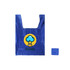 A blue reusable shopping bag featuring a logo with a cloud and a medical cross. It folds neatly for easy storage.