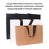 Small paper bag with flat handle, available in brown, white, and black. Features a logo on the front.