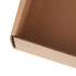 A small brown cardboard shipper box with a clean, open edge and a simple design. It features a logo.