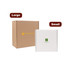 A large brown shipping box and a small white shipping box, both featuring logos.