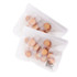 Transparent storage bags displayed, containing small biscuits or crackers. The bags are clear and feature a logo.