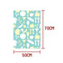 A roll of wrapping paper featuring light yellow illustrations of food and drink items on a teal background, measuring 50cm x 70cm.
