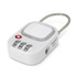 A white Zodiac TSA lock with a cable loop and a combination dial. It features a logo on the front.