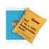 A yellow biodegradable mailer bag with a logo, placed beside a blue bag. The mailer is labelled as 100% biodegradable.