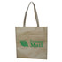 A kraft paper bag in beige with a green logo, featuring two sturdy handles for easy carrying.