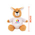 A 20cm plush kangaroo with a white T-shirt featuring a logo. The toy is in shades of light brown and cream.