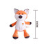An orange and white fox plush toy, featuring a stitched face and measuring 25 cm tall, with a logo present.