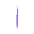 A push button pen with a purple barrel and creamy white cap, featuring a clip and a logo.