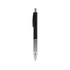 A colourful pen with a black barrel and silver accents, featuring a clip and a brand logo.