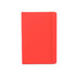 A red PU A6 notebook with a matching elastic band and a logo on the cover.