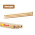 Three grey-lead hexagon pencils with natural wooden finish; features a logo on one pencil.