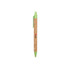 An eco-friendly pen with a cork barrel and green accents, featuring a branding logo.