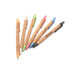 Eco Cork Pens in various colours: orange, green, blue, pink, black, and white, featuring branding and a cork barrel.