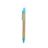 A Kraft paper pen featuring a blue plastic tip and clip. The pen has a natural brown kraft paper barrel.