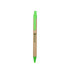 A Kraft paper pen with a green tip and clip, featuring a logo. The pen has a natural brown finish.