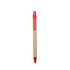 A Kraft paper pen with a red plastic tip and clip, featuring a simple design and a logo.