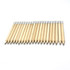 A row of short grey-lead pencils with erasers, featuring a natural wood finish. They are unsharpened and uniform in size.