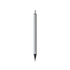 A ruler pen with a grey barrel and a black tip, featuring measurement markings along the side. Includes branding.