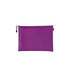 A purple zip bag with a textured pattern, featuring a drawstring closure and a branding logo.