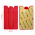 A red phone wallet stand with adhesive backing, featuring a minimalist design and dimensions of 95mm by 56mm.