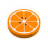 An orange-shaped PVC wireless charger featuring a bright orange design with white and black detail.