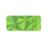 A green sliding webcam cover featuring a geometric design, suitable for various devices. It has a logo.