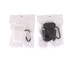A silicone protection case for AirPods in white and black, packaged with a carabiner for secure attachment.