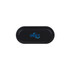 A black case for wireless earbuds with a logo featured prominently on the top.