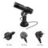 A black 25W LED logo projector light with adjustable mounting and different plug options displayed beneath it.