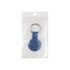 A blue protective case with keyring for an Air Tag, packaged in a clear plastic bag.