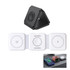 A black 3-in-1 foldable MagSafe wireless charger with a white base for charging multiple devices.