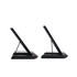A black 3-in-1 portable wireless charger, featuring a sleek design with adjustable stands on each side.