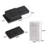 A black 3-in-1 power bank charging station with a sleek design and a branded box beside it.
