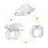 A bear-shaped white travel pillow that converts between a plush bear and a neck pillow, featuring a playful design.