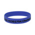 A blue silicone wristband featuring black text and a logo. Suitable for exhibitions and events.