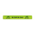 A reflective slap band in bright yellow with a logo and text.