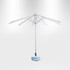A 3x3m round commercial market umbrella with a white frame and blue base, featuring a logo on the base.