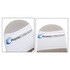 A white chair band featuring a logo, designed for exhibitions and events, with a modern and sleek appearance.