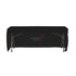 A black 3-side fitted tablecloth designed for an 8ft table, featuring a logo on one side.