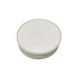 A round, backlit LED display with a sleek, white finish and a subtle gold rim. It also features a logo.